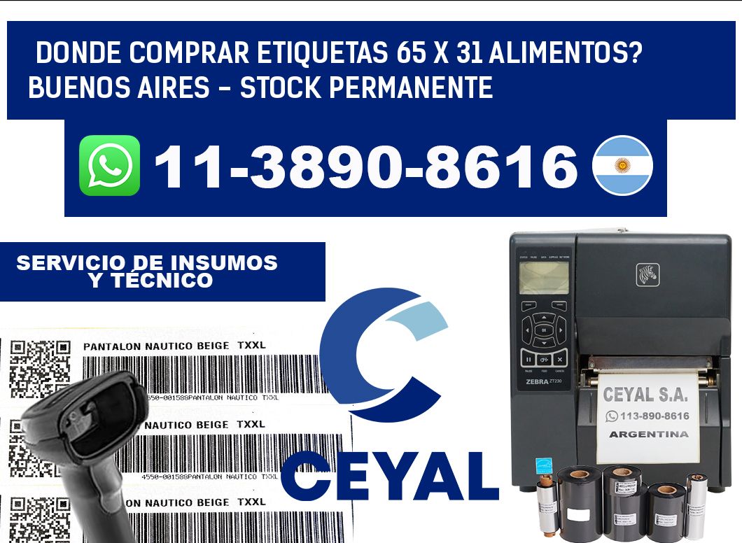 Donde Comprar etiquetas 65 x 31 ALIMENTOS? Buenos Aires - Stock permanente