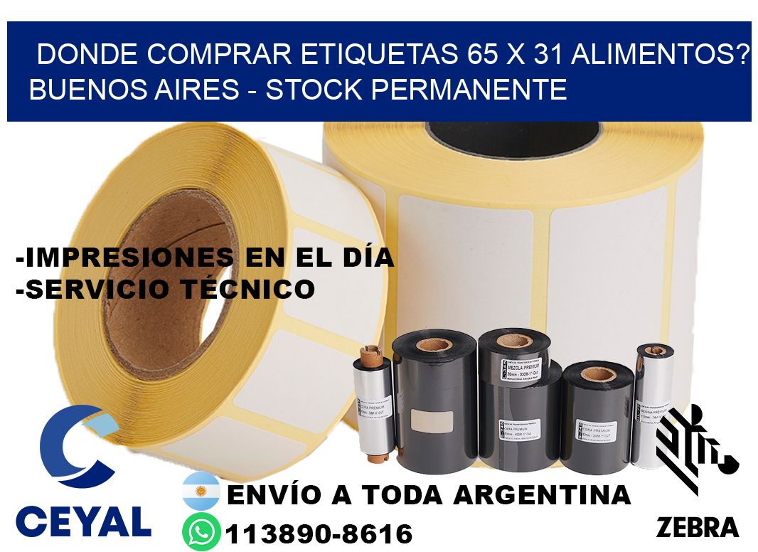 Donde Comprar etiquetas 65 x 31 ALIMENTOS? Buenos Aires - Stock permanente