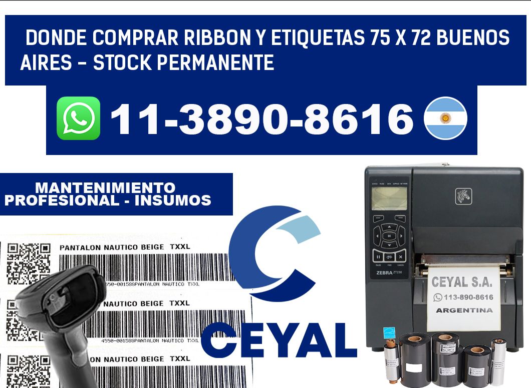 Donde Comprar ribbon y etiquetas 75 x 72 Buenos Aires - Stock permanente