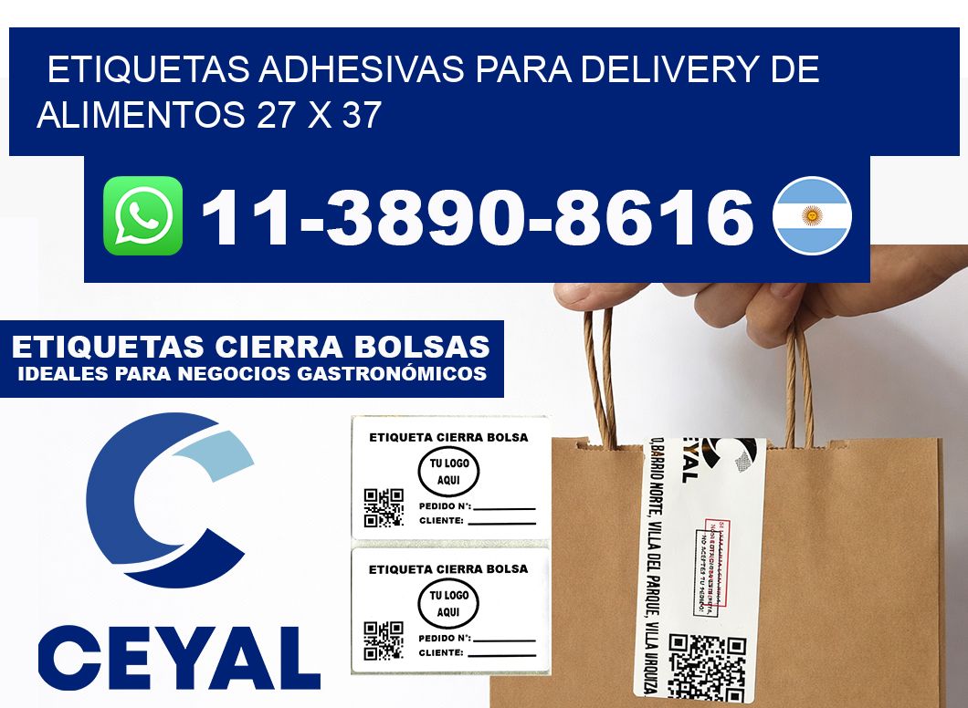 ETIQUETAS ADHESIVAS PARA DELIVERY DE ALIMENTOS 27 x 37