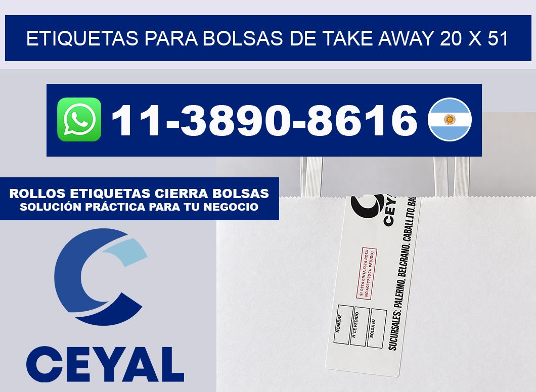 ETIQUETAS PARA BOLSAS DE TAKE AWAY 20 x 51