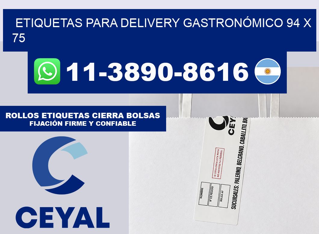 ETIQUETAS PARA DELIVERY GASTRONÓMICO 94 x 75