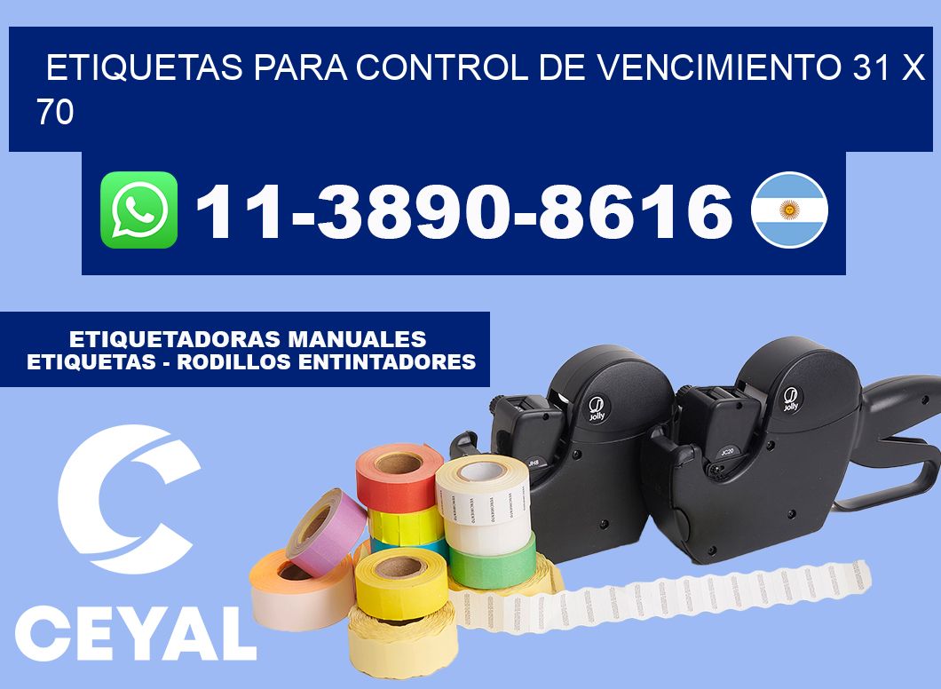 Etiquetas para control de vencimiento 31 x 70