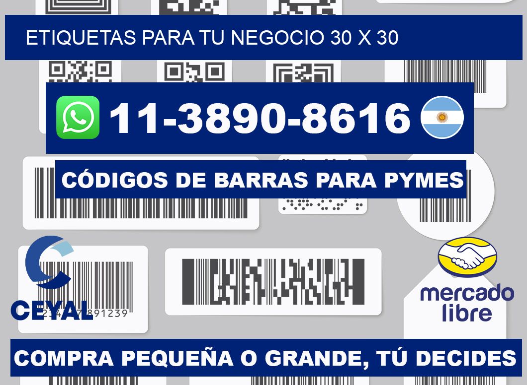 Etiquetas para tu negocio 30 x 30