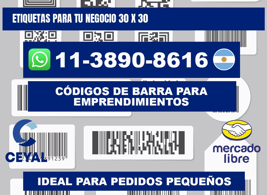 Etiquetas para tu negocio 30 x 30