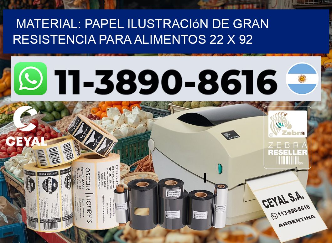 Material: papel ilustración de gran resistencia para alimentos 22 x 92