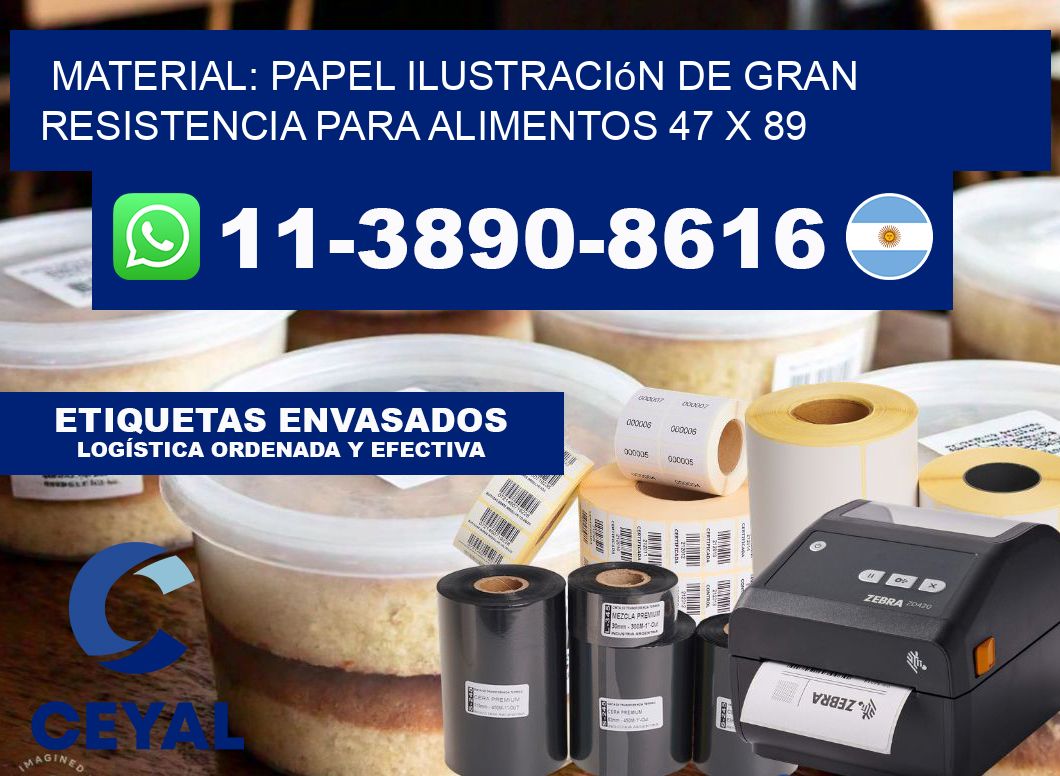 Material: papel ilustración de gran resistencia para alimentos 47 x 89