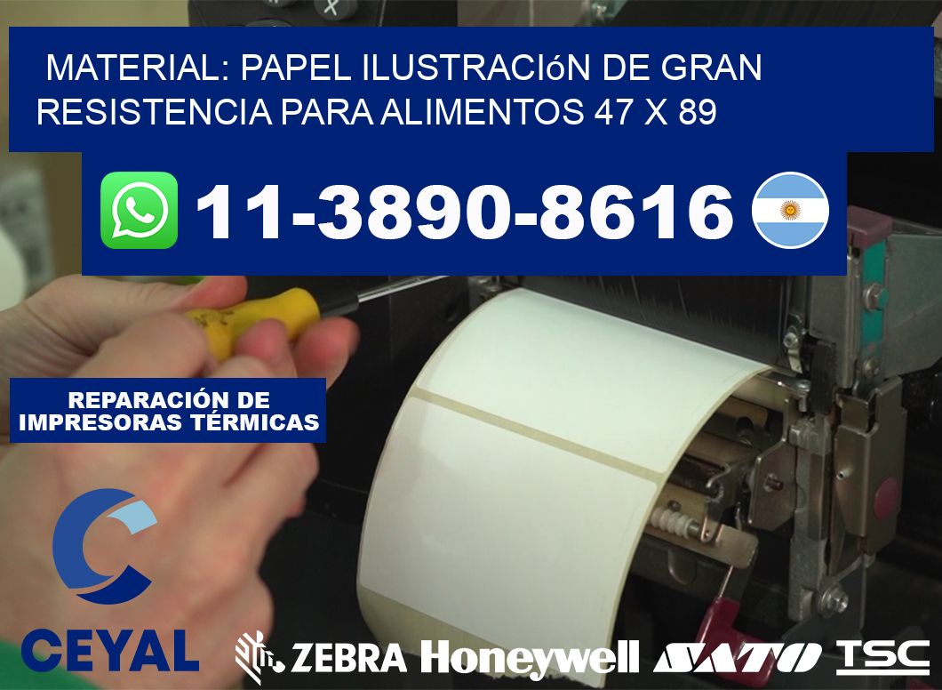 Material: papel ilustración de gran resistencia para alimentos 47 x 89