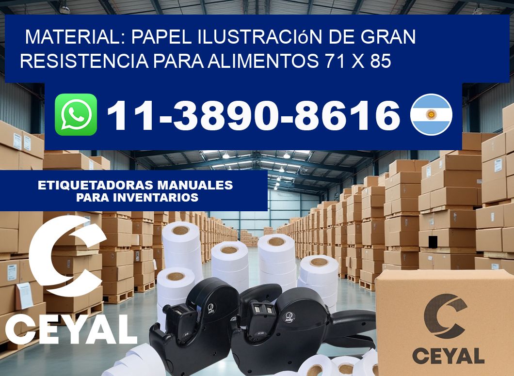 Material: papel ilustración de gran resistencia para alimentos 71 x 85