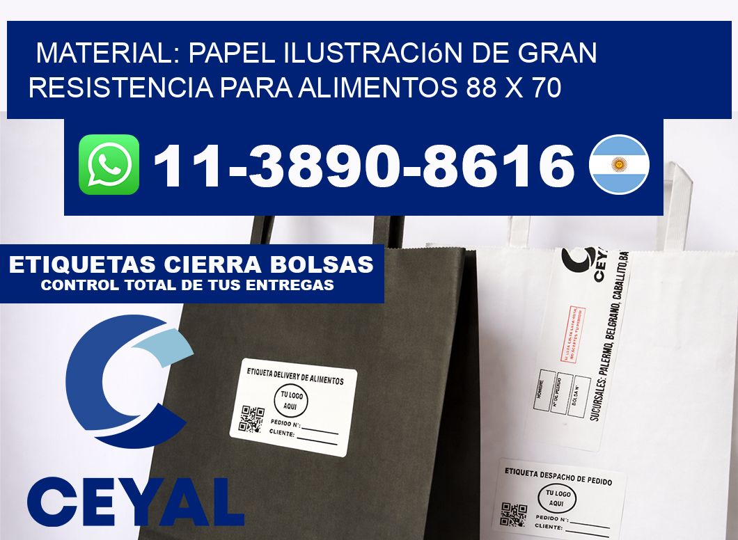 Material: papel ilustración de gran resistencia para alimentos 88 x 70