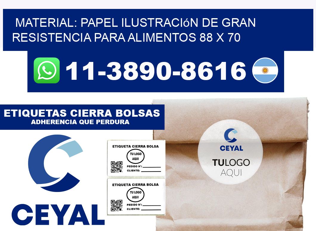 Material: papel ilustración de gran resistencia para alimentos 88 x 70