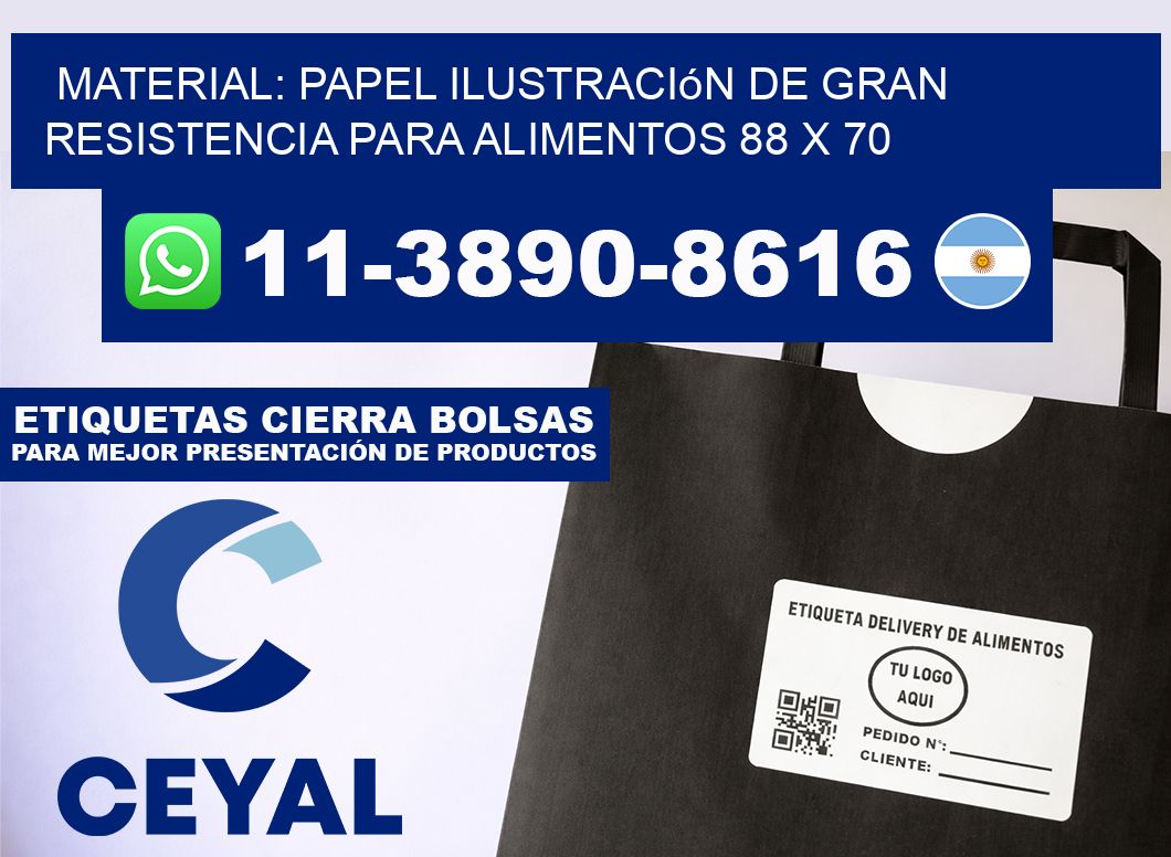 Material: papel ilustración de gran resistencia para alimentos 88 x 70