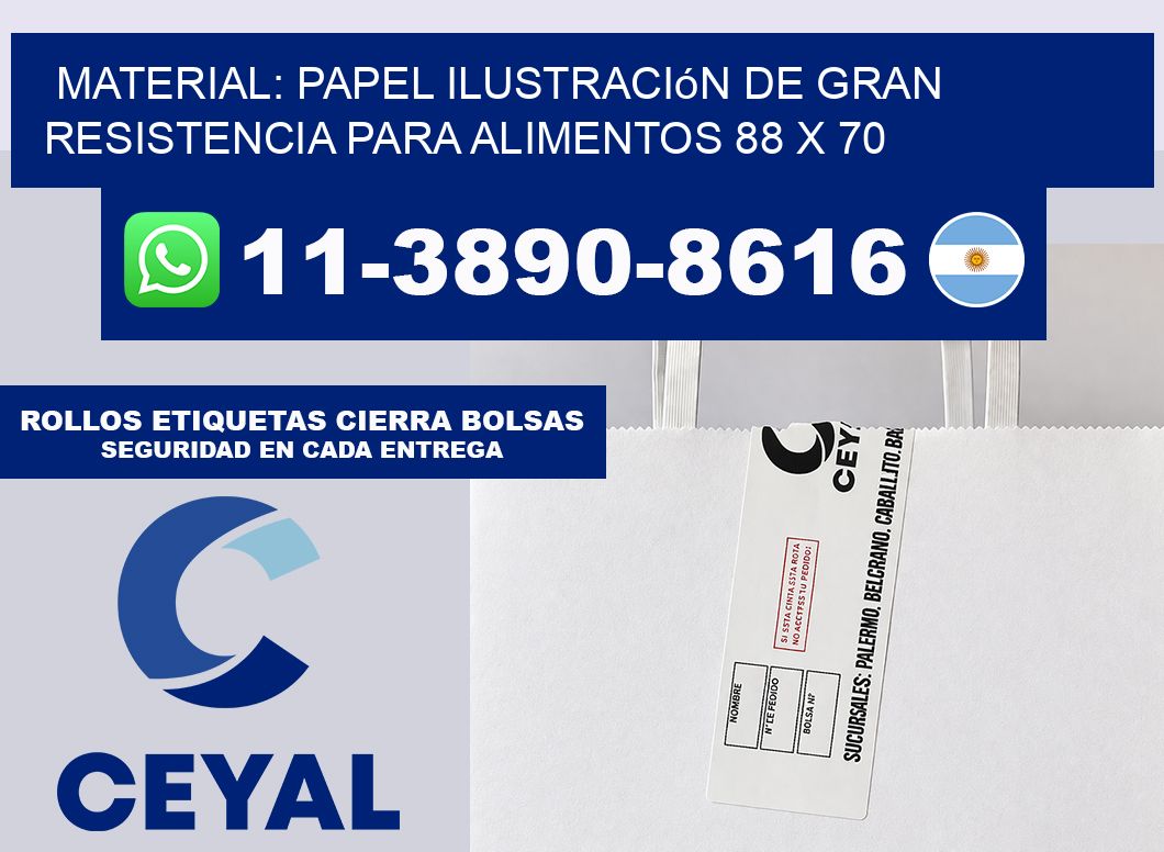 Material: papel ilustración de gran resistencia para alimentos 88 x 70