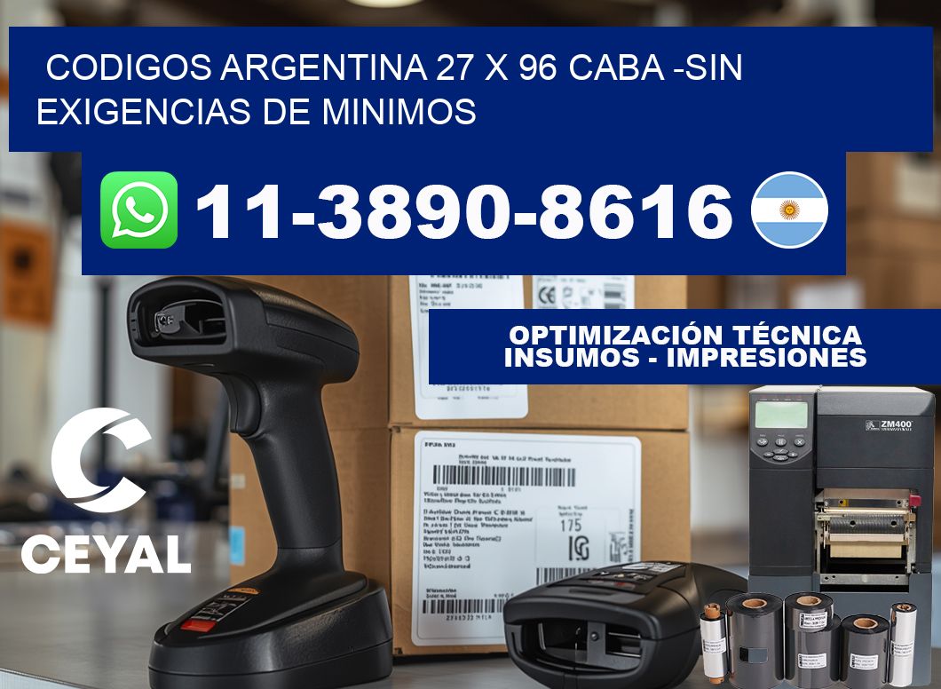 codigos Argentina 27 x 96 CABA -Sin exigencias de minimos
