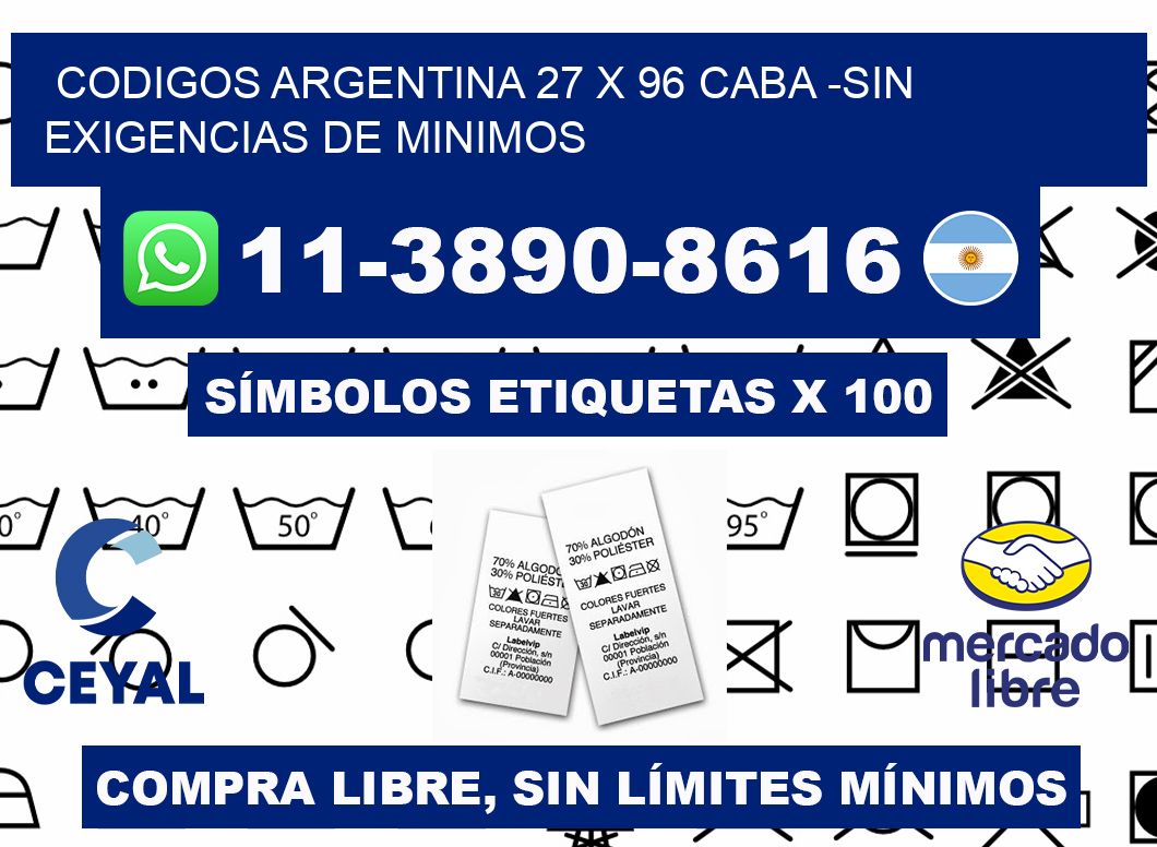 codigos Argentina 27 x 96 CABA -Sin exigencias de minimos