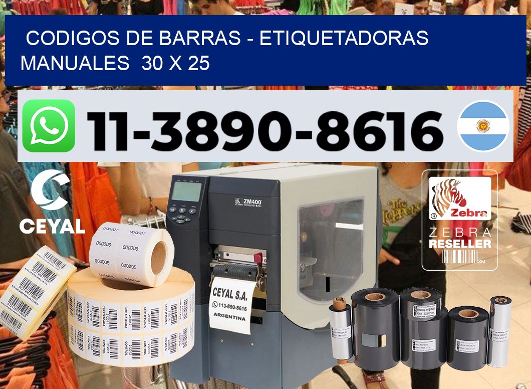 codigos de barras - Etiquetadoras Manuales 30 x 25
