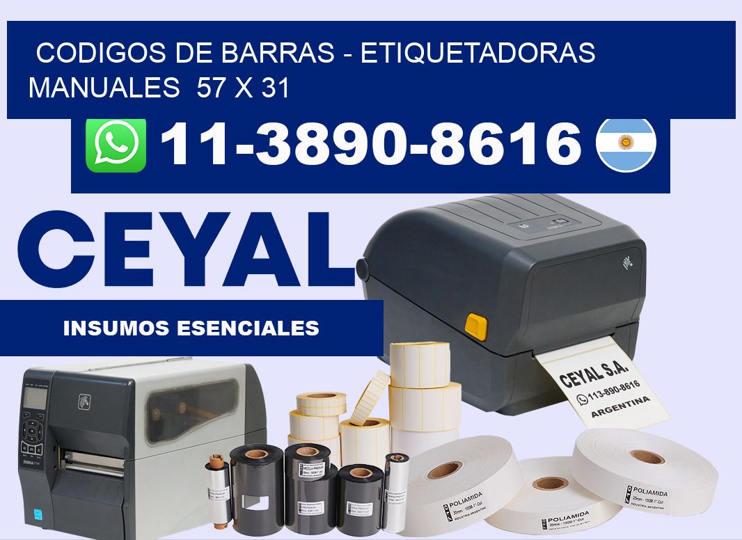 codigos de barras - Etiquetadoras Manuales  57 x 31