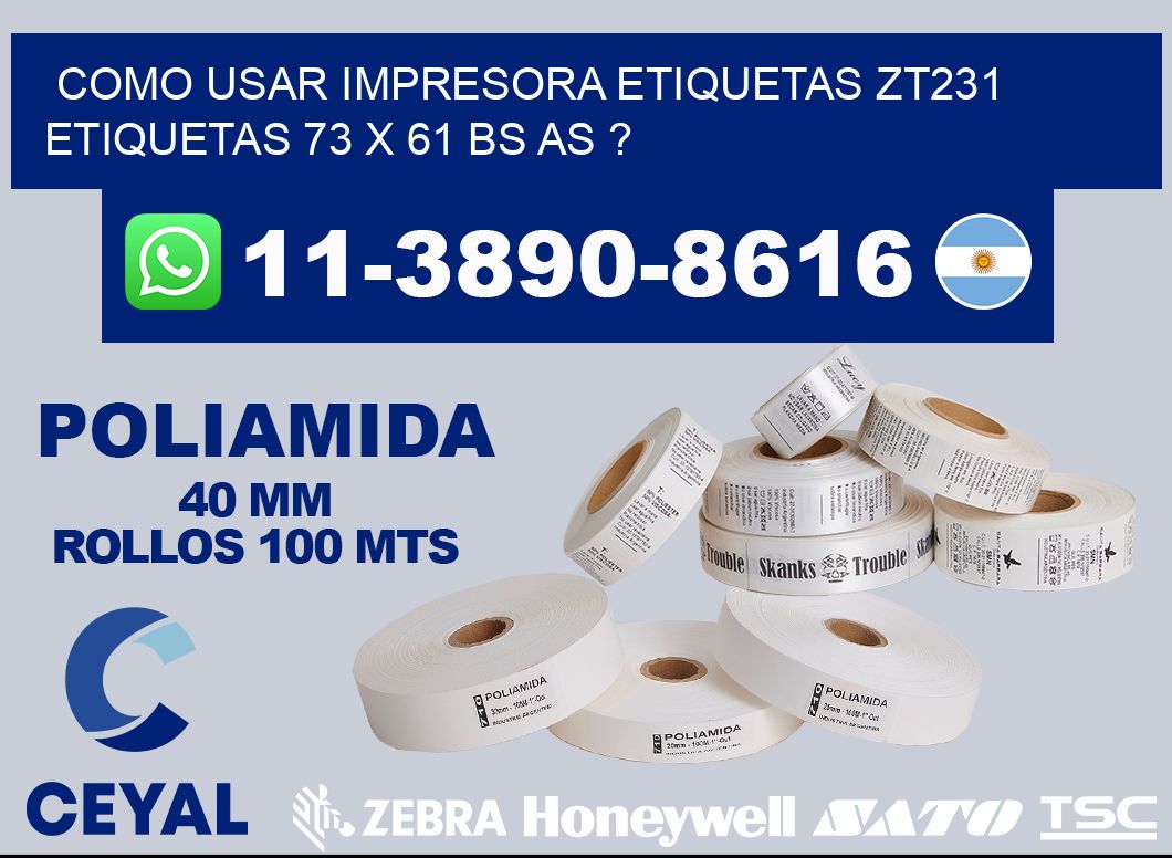 como usar impresora etiquetas zt231 etiquetas 73 x 61 BS AS ?