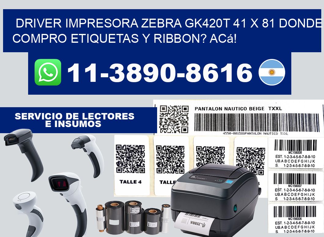 driver impresora zebra gk420t 41 x 81 Donde compro etiquetas y ribbon? Acá!
