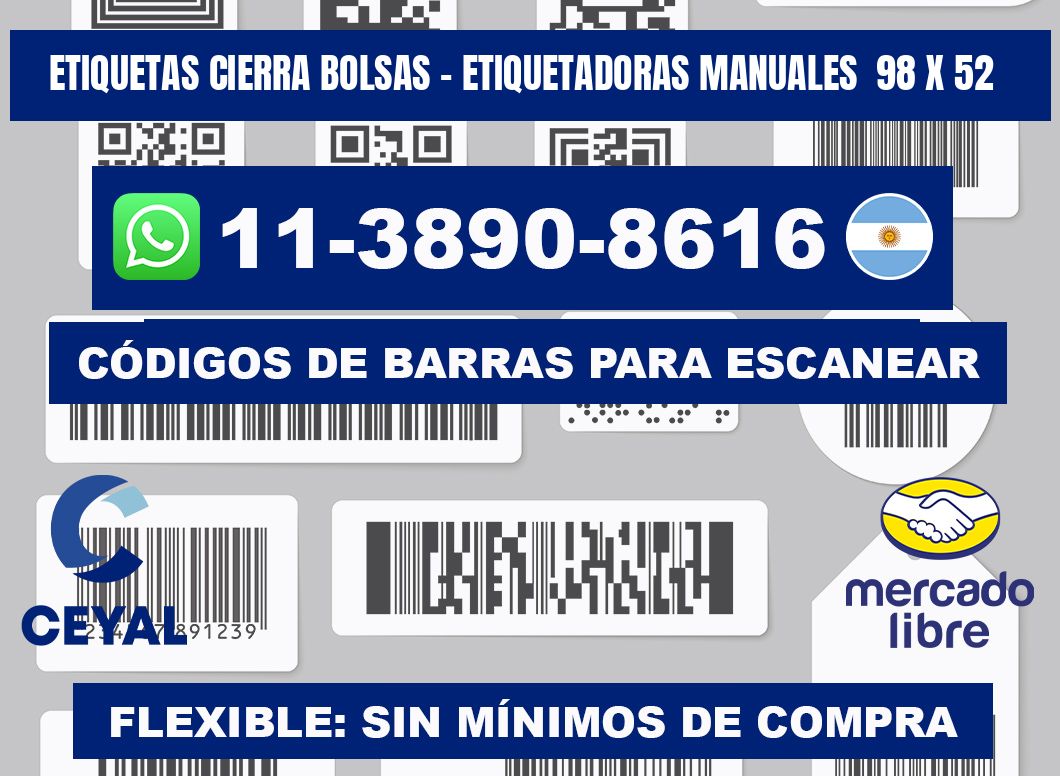 etiquetas cierra bolsas - Etiquetadoras Manuales 98 x 52