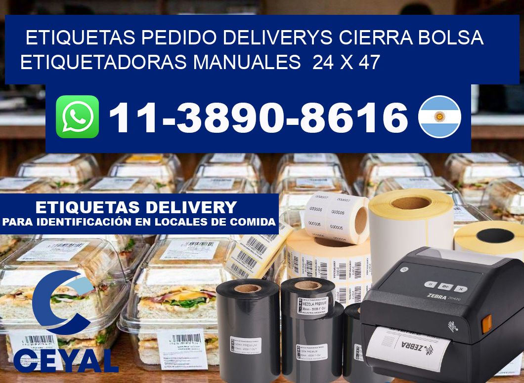 etiquetas pedido deliverys cierra bolsa Etiquetadoras Manuales 24 x 47