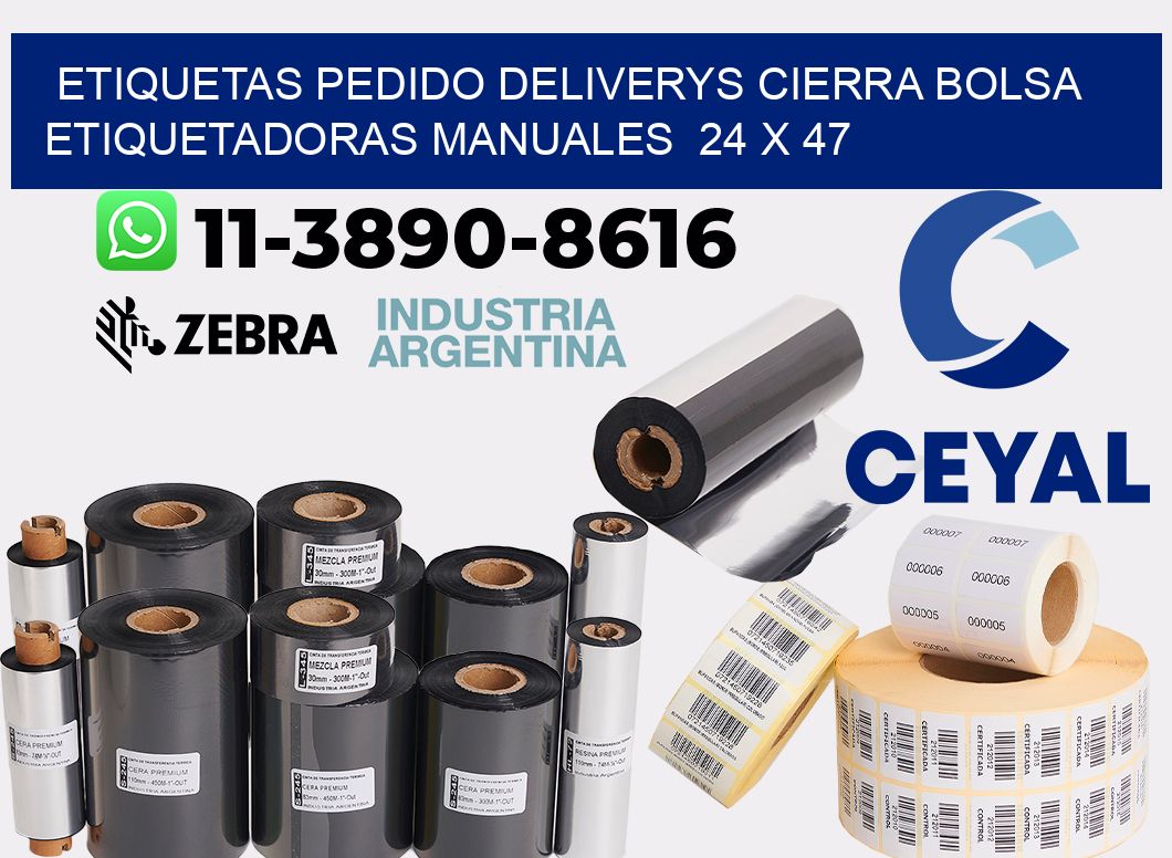 etiquetas pedido deliverys cierra bolsa Etiquetadoras Manuales 24 x 47