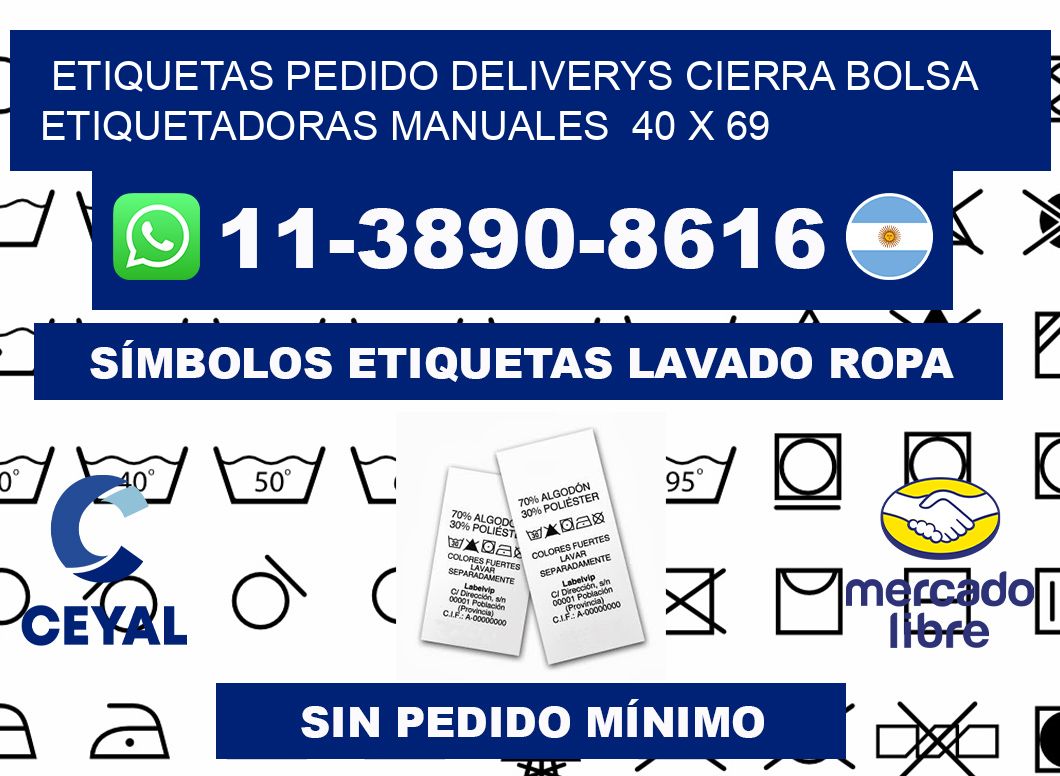 etiquetas pedido deliverys cierra bolsa  Etiquetadoras Manuales  40 x 69
