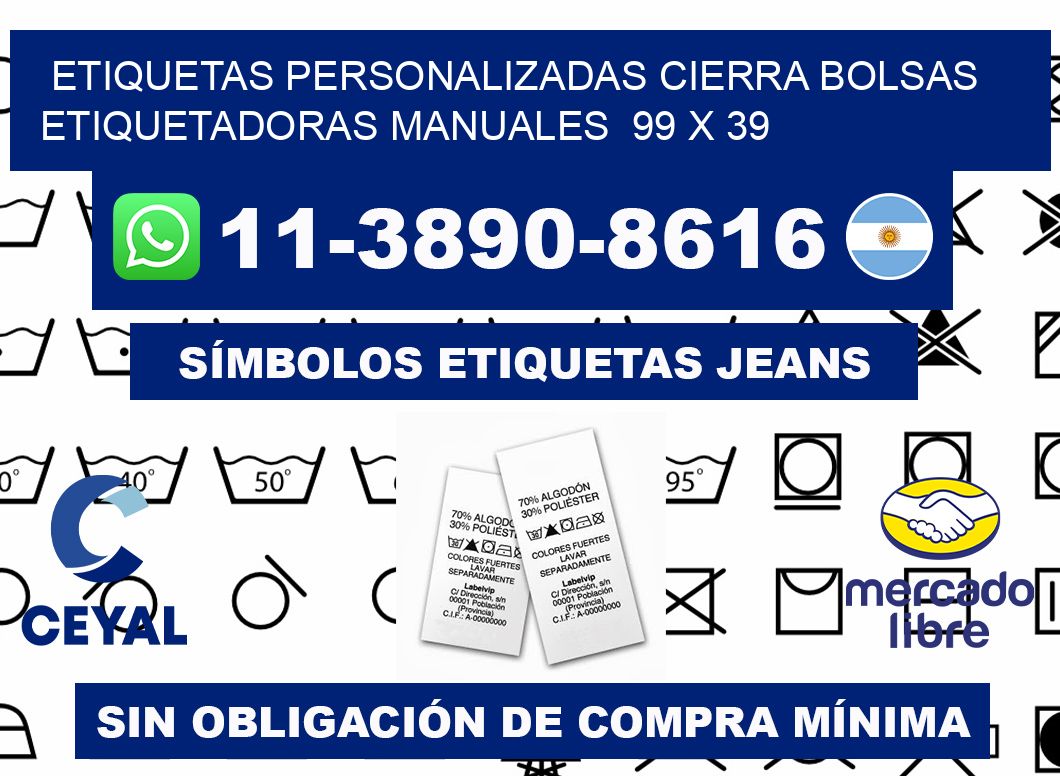 etiquetas personalizadas cierra bolsas  Etiquetadoras Manuales  99 x 39