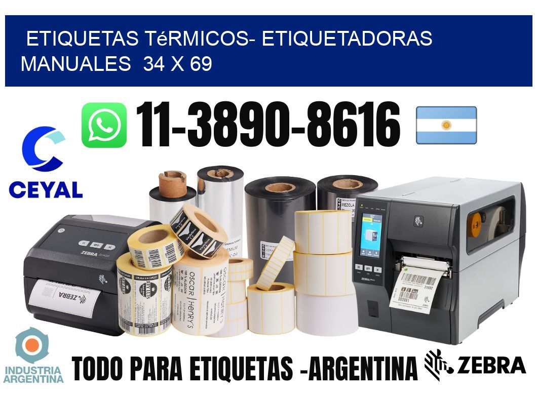 etiquetas térmicos- Etiquetadoras Manuales  34 x 69
