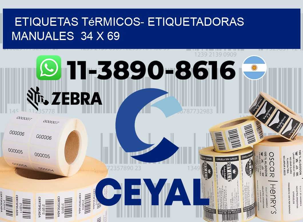 etiquetas térmicos- Etiquetadoras Manuales  34 x 69