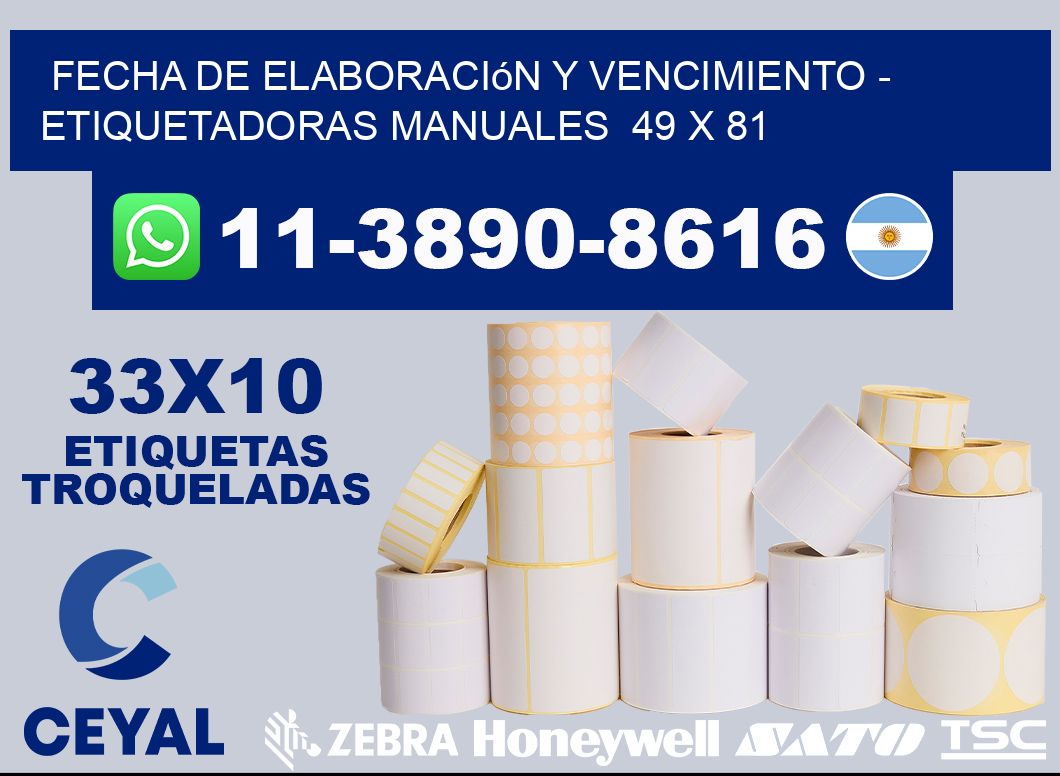 fecha de elaboración y vencimiento - Etiquetadoras Manuales  49 x 81
