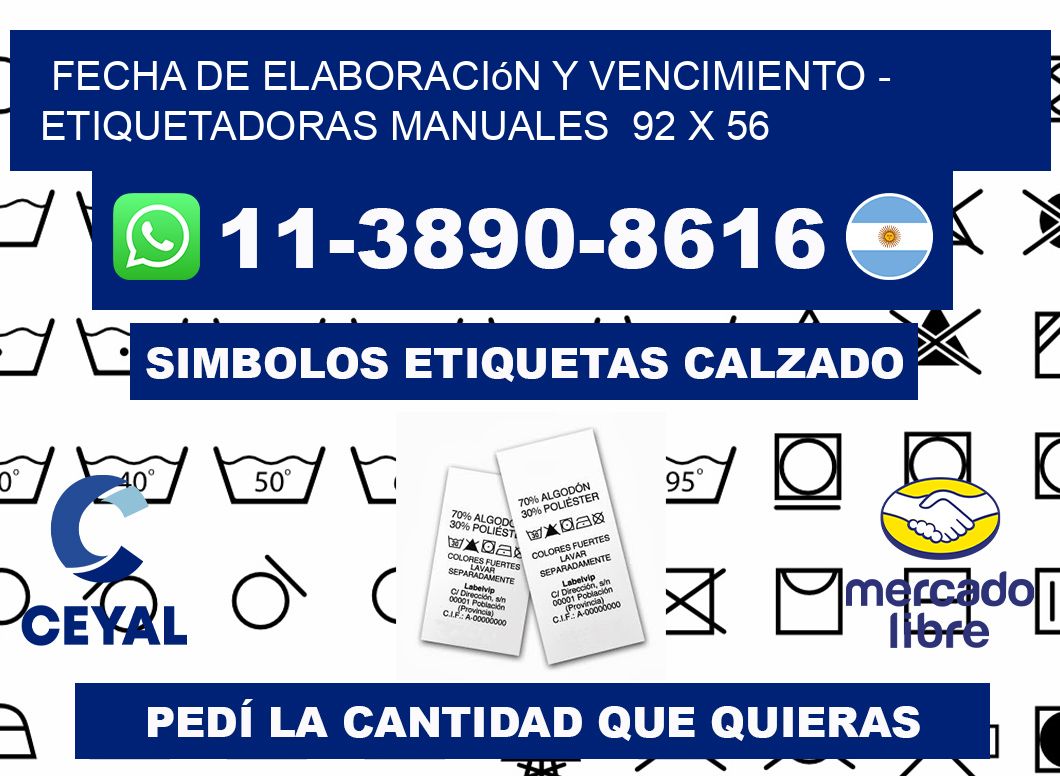 fecha de elaboración y vencimiento - Etiquetadoras Manuales  92 x 56