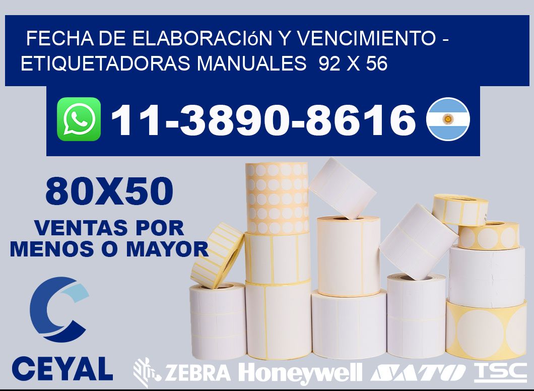 fecha de elaboración y vencimiento - Etiquetadoras Manuales  92 x 56