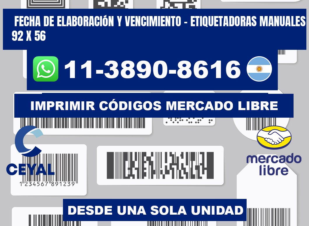 fecha de elaboración y vencimiento - Etiquetadoras Manuales  92 x 56