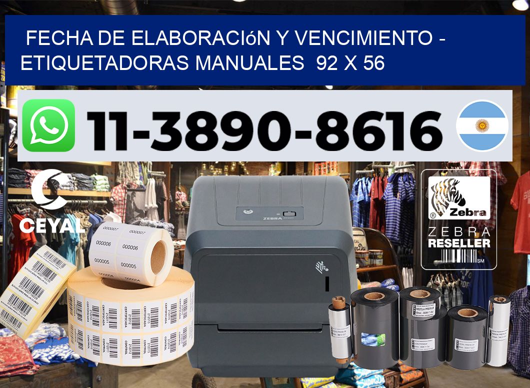 fecha de elaboración y vencimiento - Etiquetadoras Manuales  92 x 56