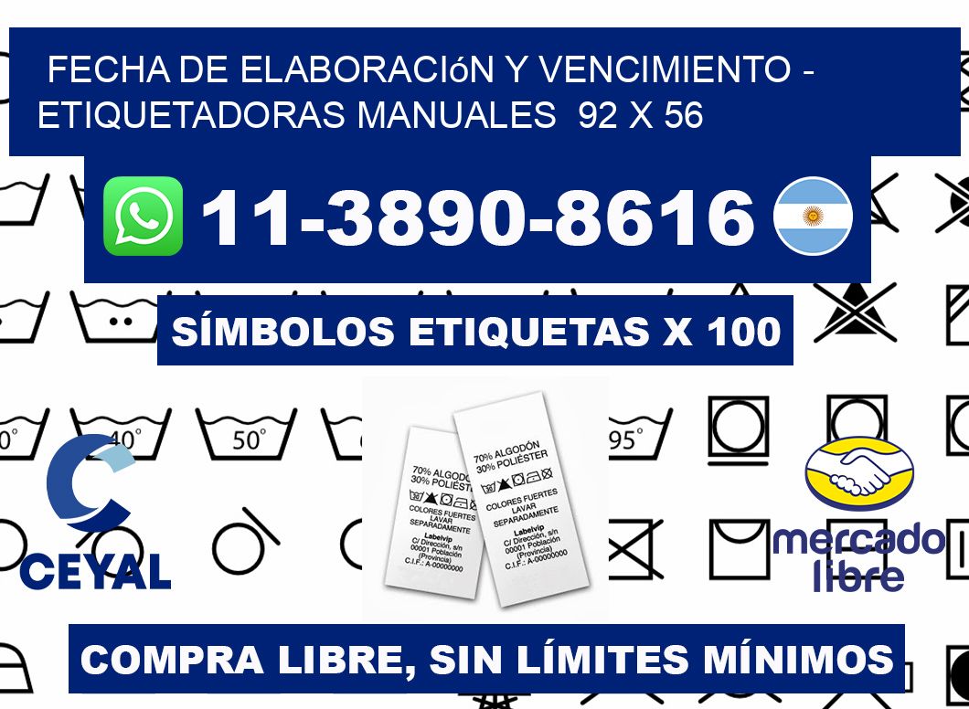 fecha de elaboración y vencimiento - Etiquetadoras Manuales  92 x 56