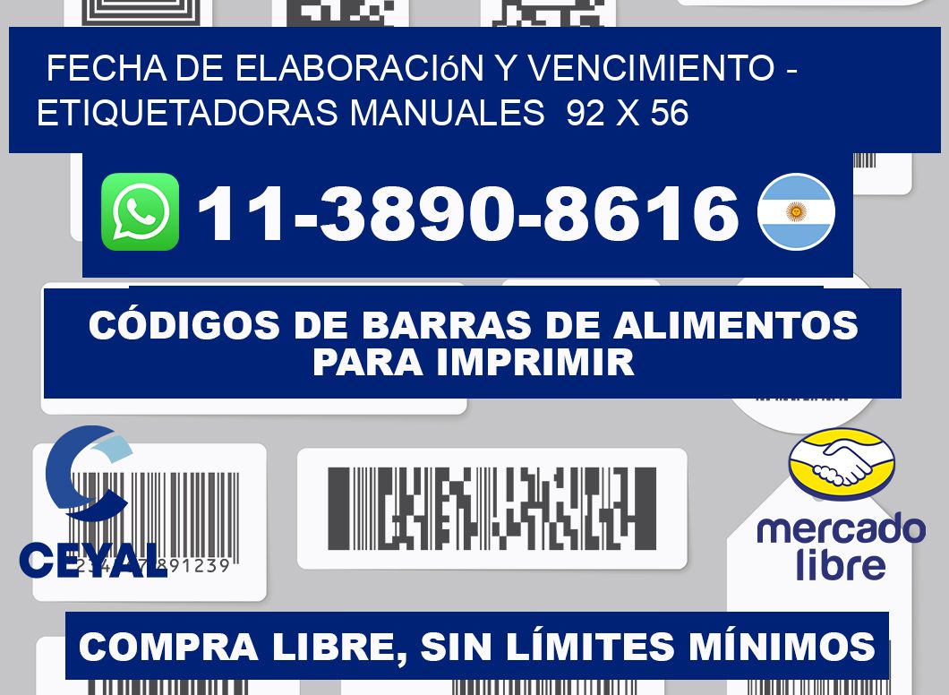 fecha de elaboración y vencimiento - Etiquetadoras Manuales  92 x 56