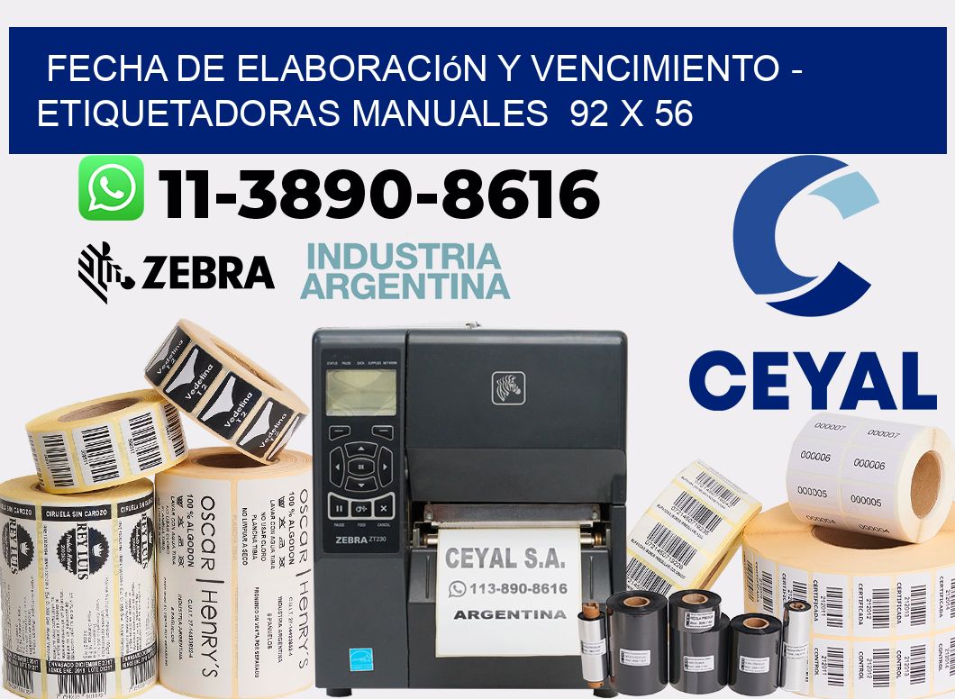 fecha de elaboración y vencimiento – Etiquetadoras Manuales  92 x 56