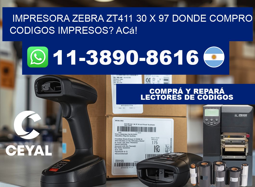 impresora zebra zt411 30 x 97 Donde compro codigos impresos? Acá!