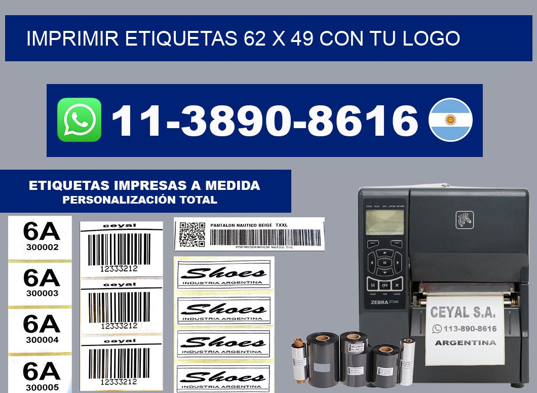 imprimir etiquetas 62 x 49 con tu logo