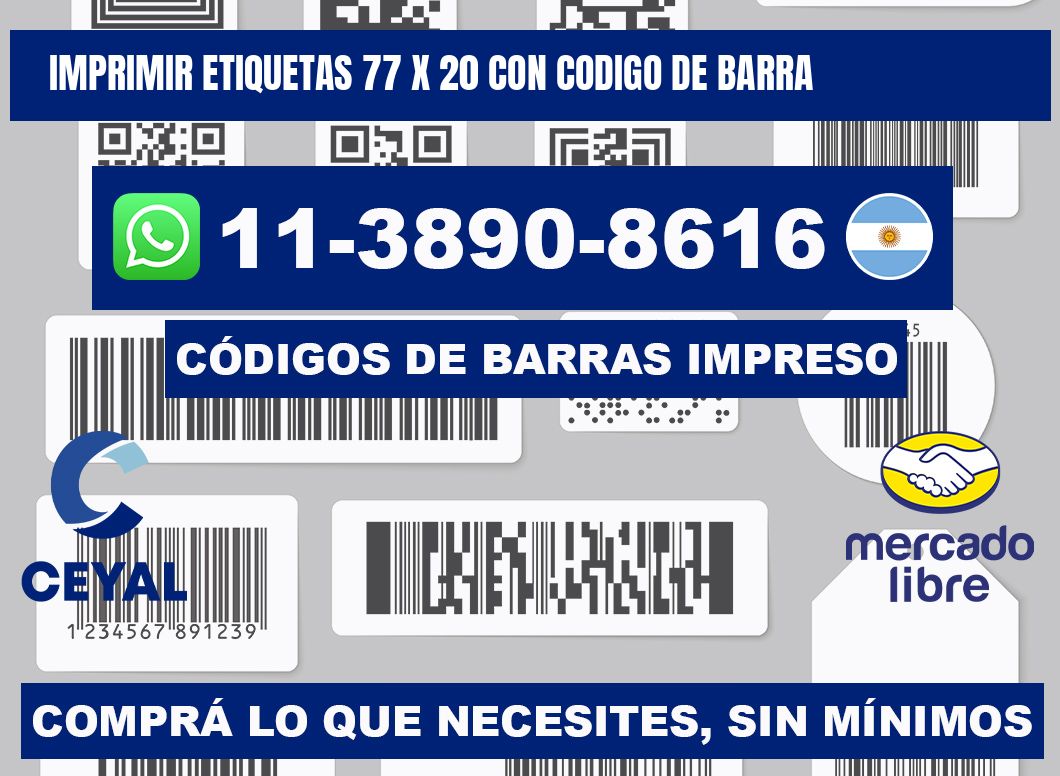 imprimir etiquetas 77 x 20 con codigo de barra