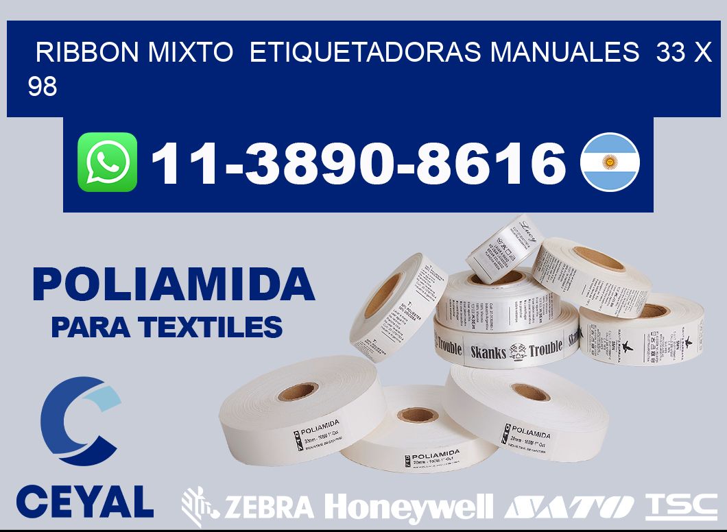 ribbon mixto Etiquetadoras Manuales 33 x 98