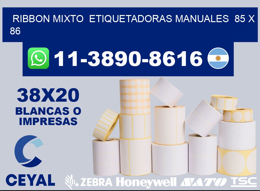 ribbon mixto  Etiquetadoras Manuales  85 x 86