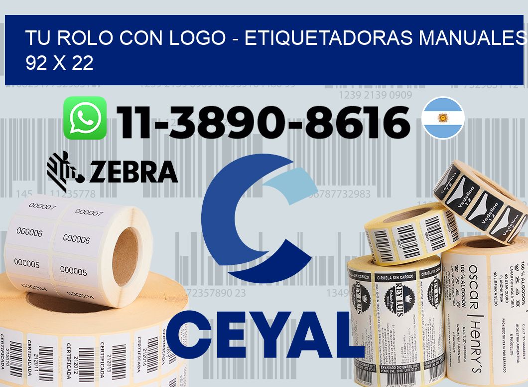 tu rolo con logo - Etiquetadoras Manuales  92 x 22