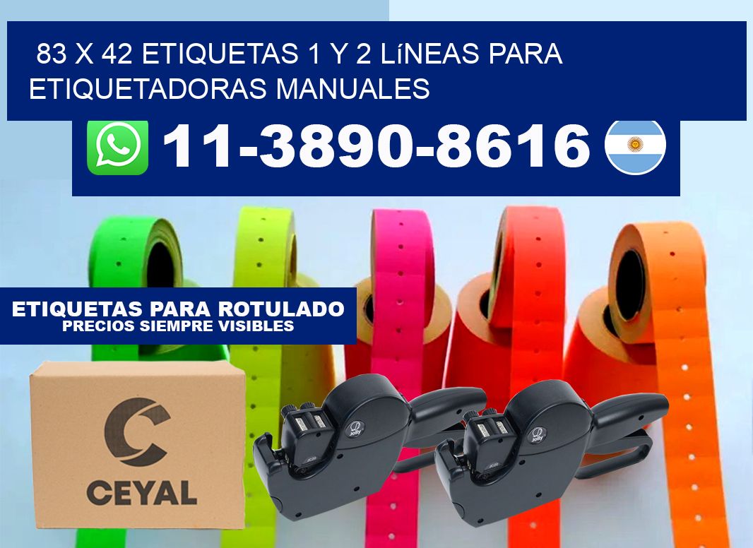 83 x 42 Etiquetas 1 y 2 líneas para etiquetadoras manuales