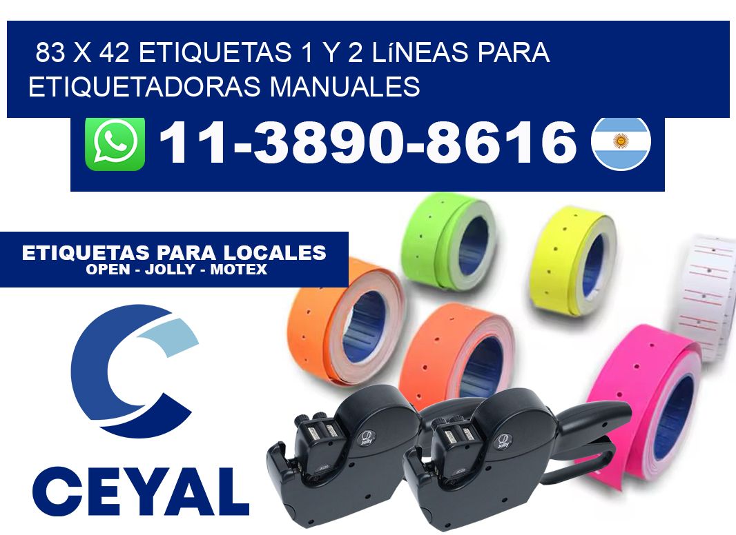 83 x 42 Etiquetas 1 y 2 líneas para etiquetadoras manuales