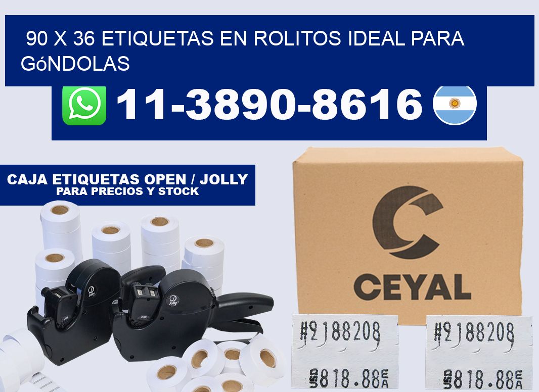 90 x 36 etiquetas en rolitos ideal para góndolas