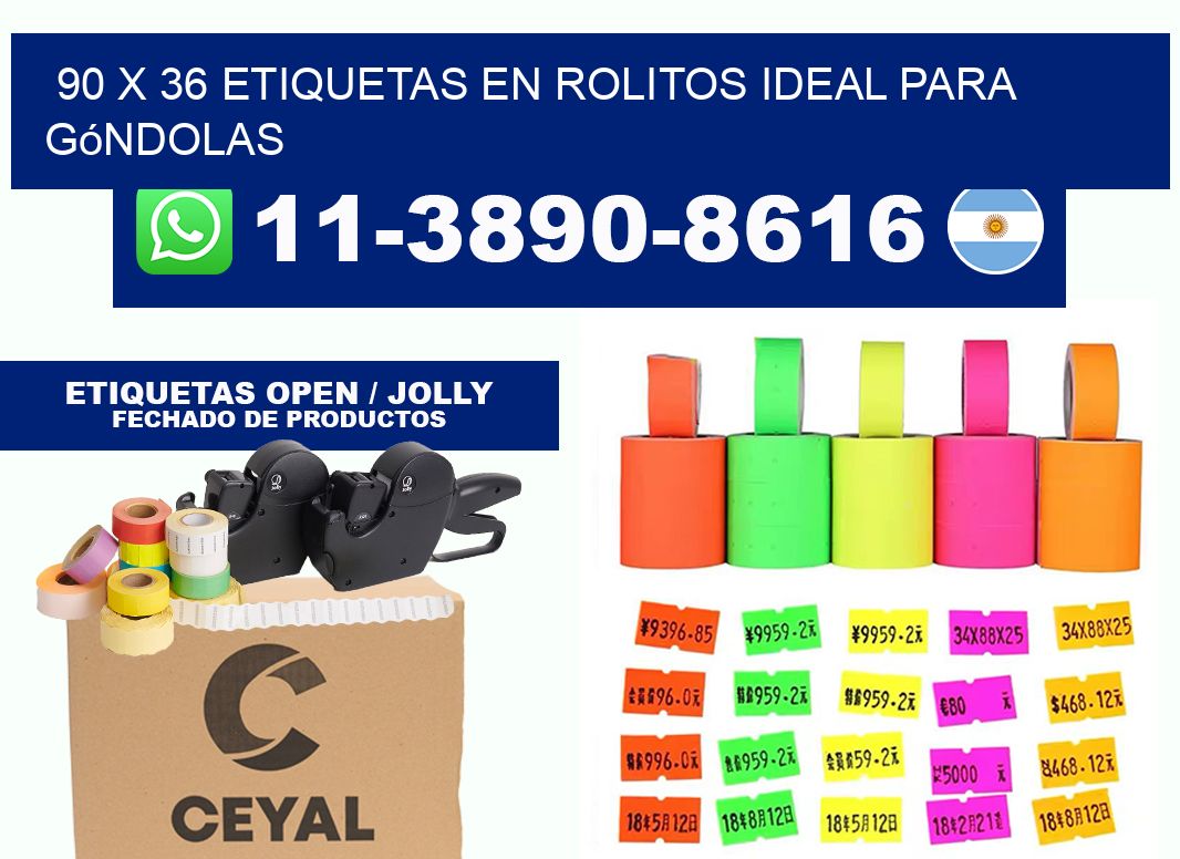90 x 36 etiquetas en rolitos ideal para góndolas