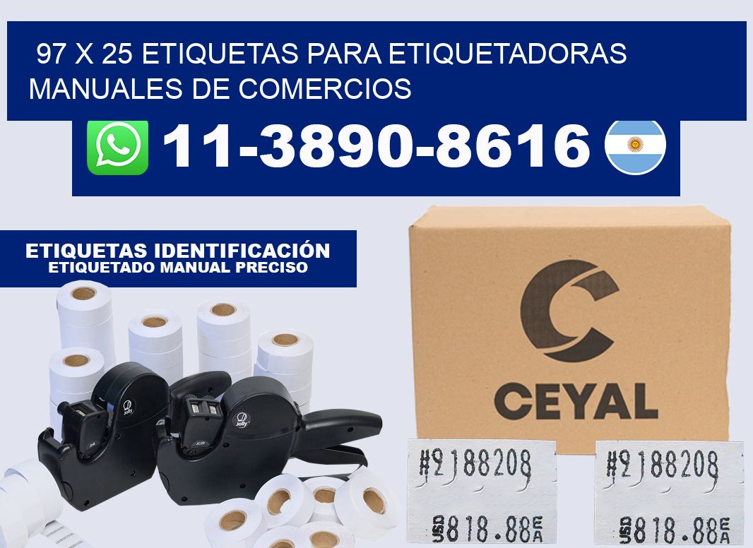 97 x 25 etiquetas para etiquetadoras manuales de comercios