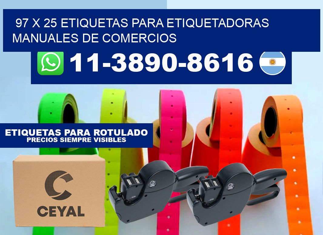 97 x 25 etiquetas para etiquetadoras manuales de comercios